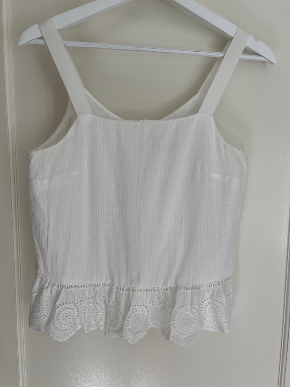 J. Crew White Eyelet Peplum top